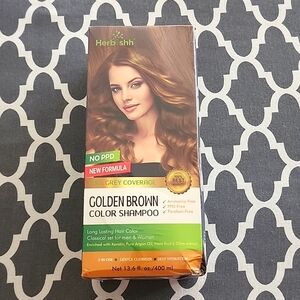 NEW Herbishh Hair Dye Shampoo Golden Brown Sealed Box